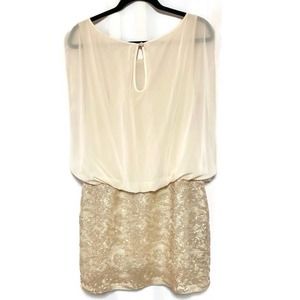 Aidan Mattox Gold Sequin Blouson Dress Size 12